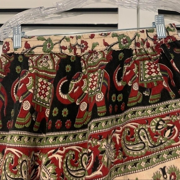 Boho Hippie Print Camel Elephant Floral Flowy Midi Skirt size Medium - Picture 4 of 7
